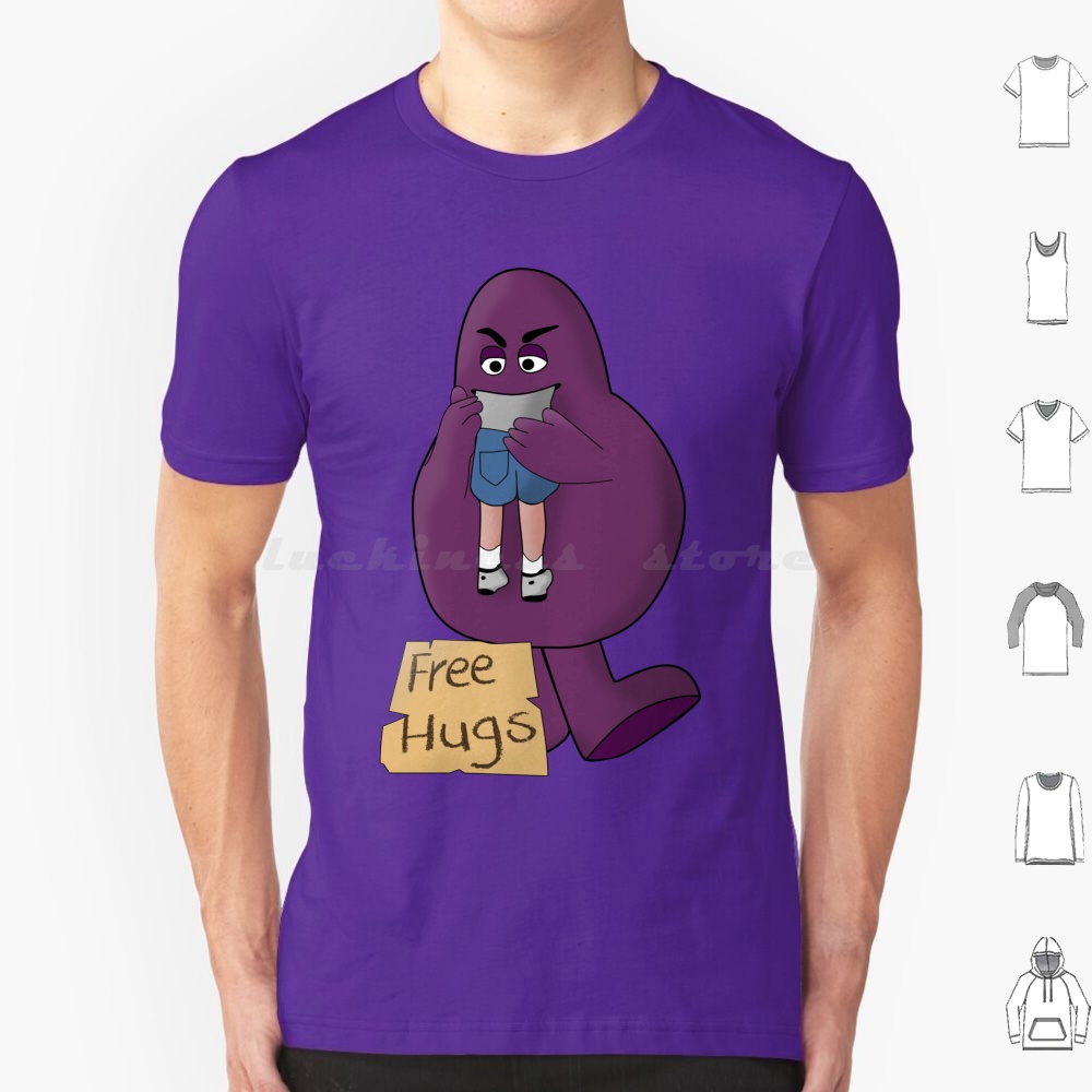 Hungry For Free Hugs From Grimace T Shirt Cotton Men Women Diy Print Grimace Hungry Free - Grimace Plush
