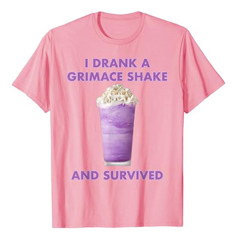 I Drank A Grimace Shake and Survived T Shirt Summer Fashion Sayings Graphic Tee Tops Funny 5 - Grimace Plush