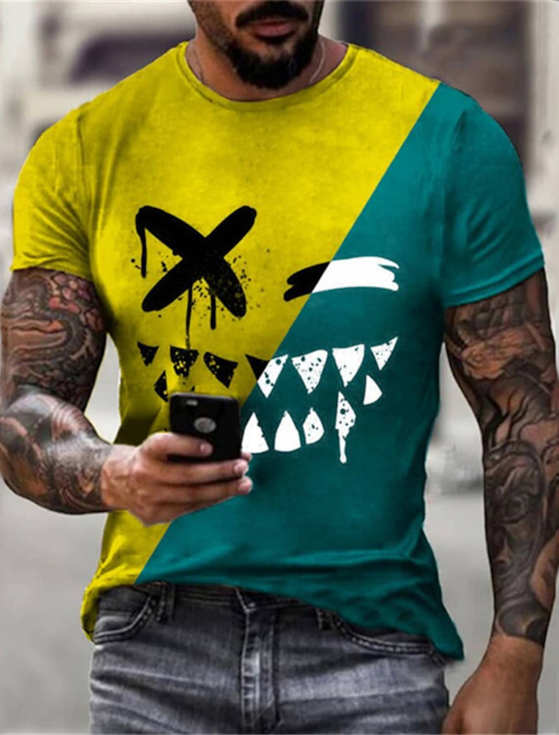 Men s T shirt Graphic Grimace 3D Print Plus Size Casual Daily Short Sleeve Clothing Apparel 3 - Grimace Plush