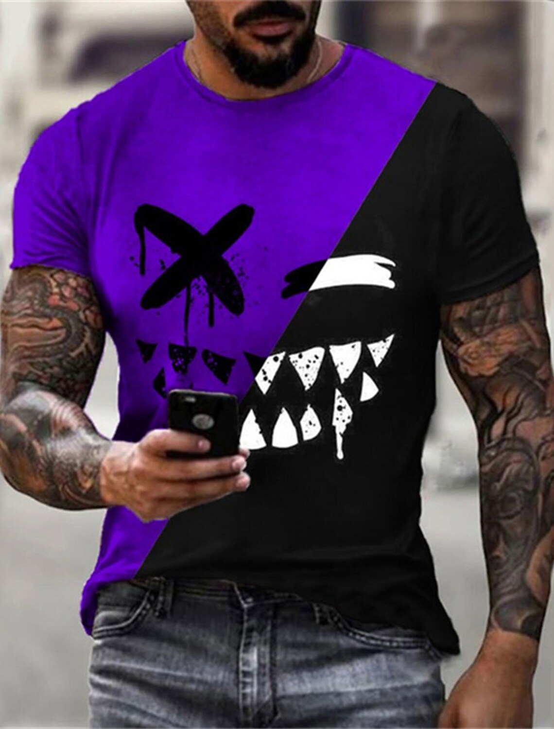 Men s T shirt Graphic Grimace 3D Print Plus Size Casual Daily Short Sleeve Clothing Apparel - Grimace Plush